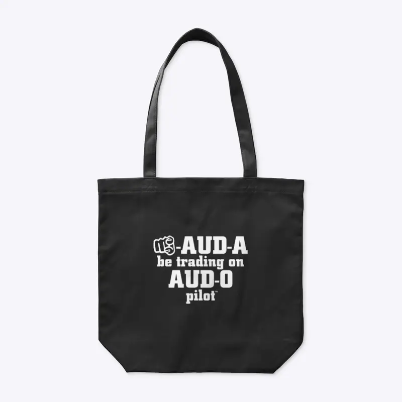 Organic tote bag white letters